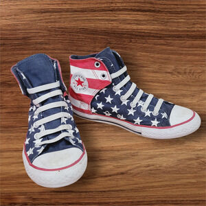 Chucks Converse High Top Sneakers Junior Girls SZ 5 Shoes All Star Flag 622366f
